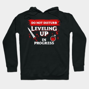 Do Not Disturb Leveling Up In Progress Light Red Label Hoodie